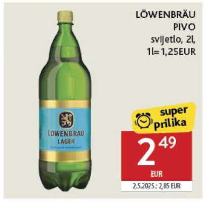 LÖWENBRÄU PIVO svijetlo, 2l, 1l=1,25EUR