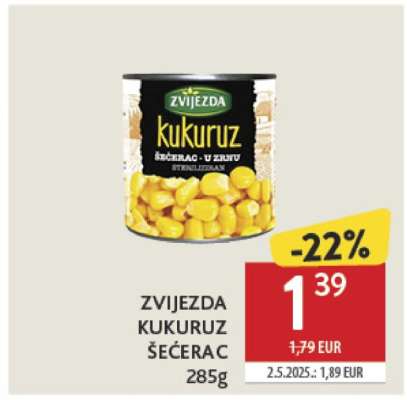ZVIJEZDA KUKURUZ ŠEĆERAC 285g