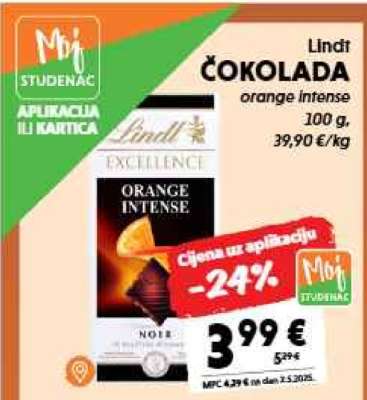 Lindt ČOKOLADA orange intense