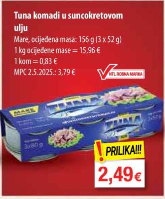 Tuna komadi u suncokretovom ulju