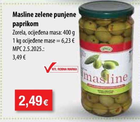 Masline zelene punjene paprikom