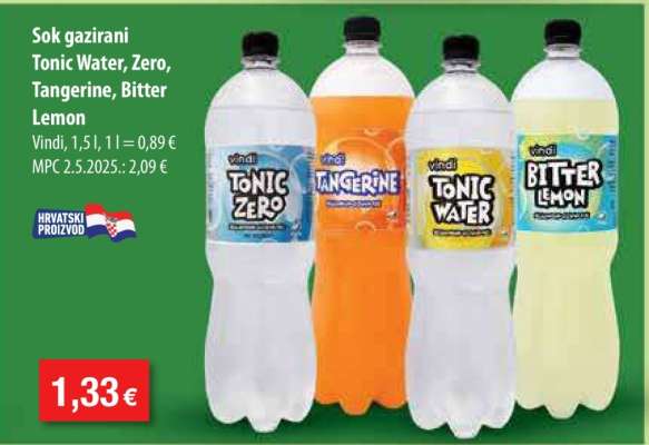 Sok gazirani Tonic Water, Zero, Tangerine, Bitter Lemon