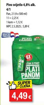 Pivo svijetlo 4,8% alk. 4/1
