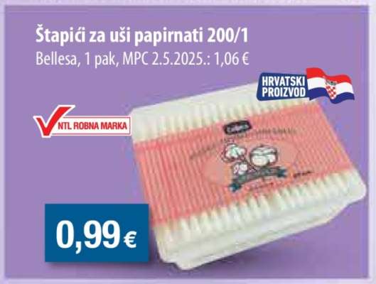 Štapići za uši papirnati 200/1