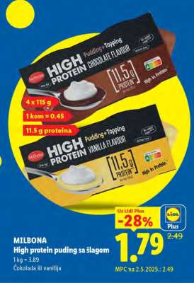 Milbona High protein puding sa šlagom