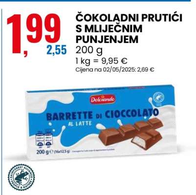 ČOKOLADNI PRUTIĆI S MLIJEČNIM PUNJENJEM