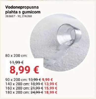 Vodonepropusna plahta s gumicom
