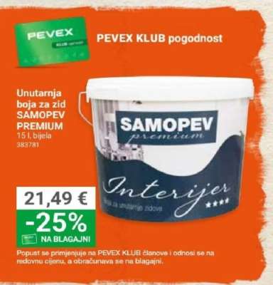 Unutarnja boja za zid SAMOPEV PREMIUM