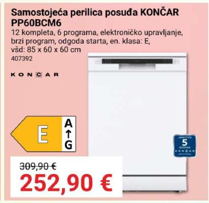 Samostojeća perilica posuđa KONČAR PP60BCM6