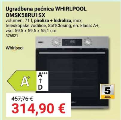 Ugradbena pećnica WHIRLPOOL OMSK58RU1SX