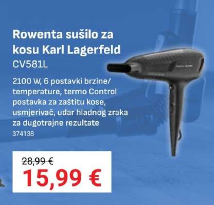 Rowenta sušilo za kosu Karl Lagerfeld CV581L