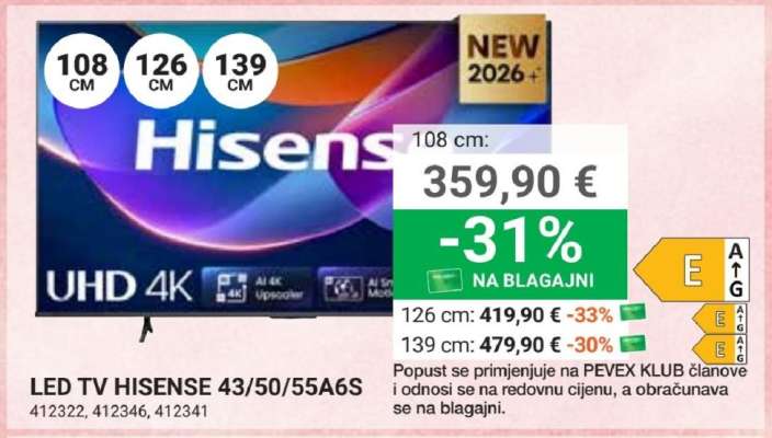 LED TV HISENSE 43/50/55A6S