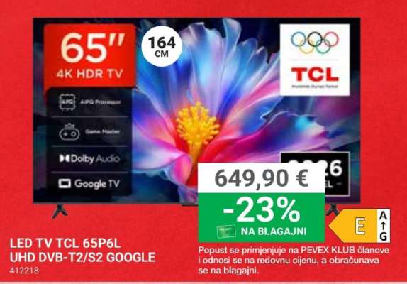 LED TV TCL 65P6L UHD DVB-T2/S2 GOOGLE