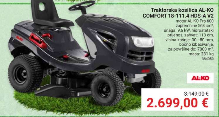 Traktorska kosilica AL-KO COMFORT 18-111.4 HDS-A V2
