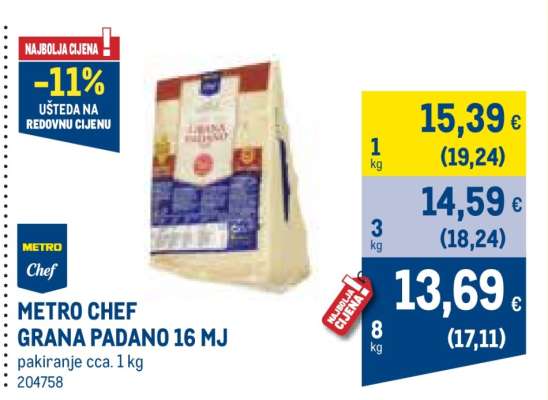 METRO CHEF GRANA PADANO 16 MJ
