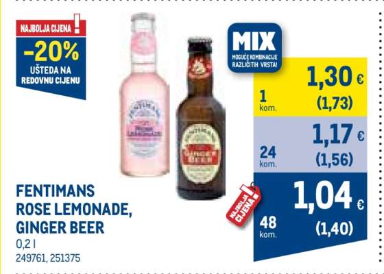 FENTIMANS ROSE LEMONADE, GINGER BEER