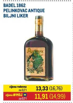 BADEL 1862 PELINKOVAC ANTIQUE BILJNI LIKER