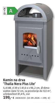Kamin na drva 'Thalia Nera Plus Lite'