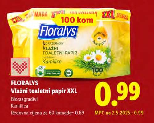 Floralys Vlažni toaletni papir XXL
