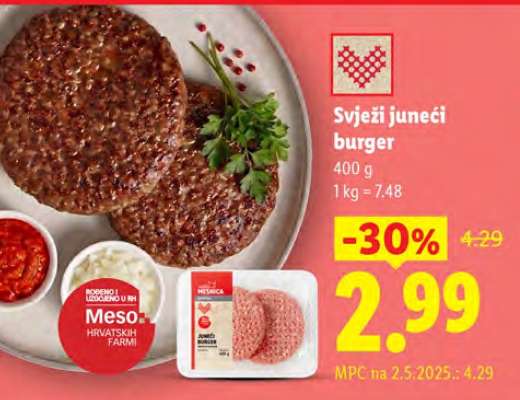 Svježi juneci burger