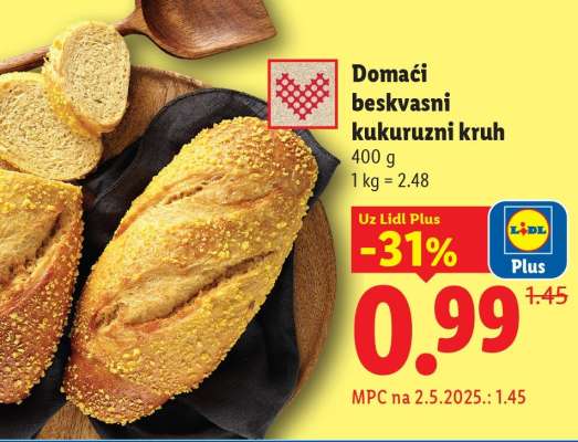 Domaći beskvasni kukuruzni kruh