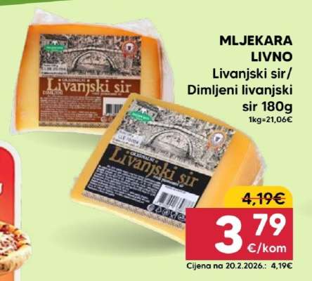 MLJEKARA LIVNO Livanjski sir/Dimljeni livanjski sir 180g
