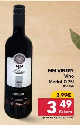 MM VINERY Vino Merlot 0,75l