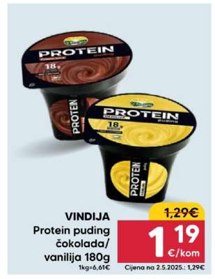 VINDIJA Protein puding čokolada/vanilija 180g