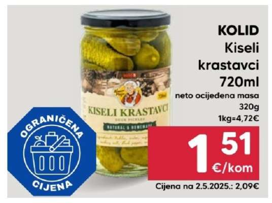 KOLID Kiseli krastavci 720ml