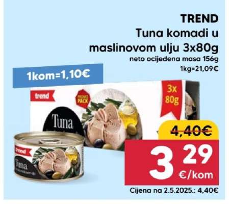 TREND Tuna komadi u maslinovom ulju 3x80g