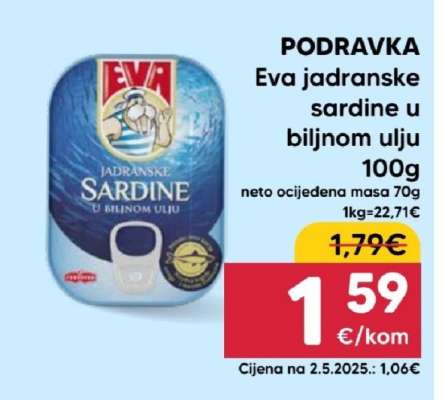 Eva jadranske sardine u biljnom ulju 100g