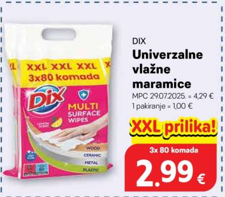 DIX Univerzalne vlažne maramice