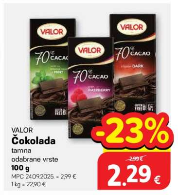 VALOR Čokolada tamna odabrane vrste