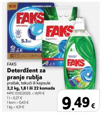 FAKS DETERDŽENT ZA PRANJE RUBLJA