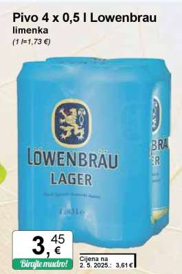 Pivo 4 x 0,5 l Lowenbrau limenka