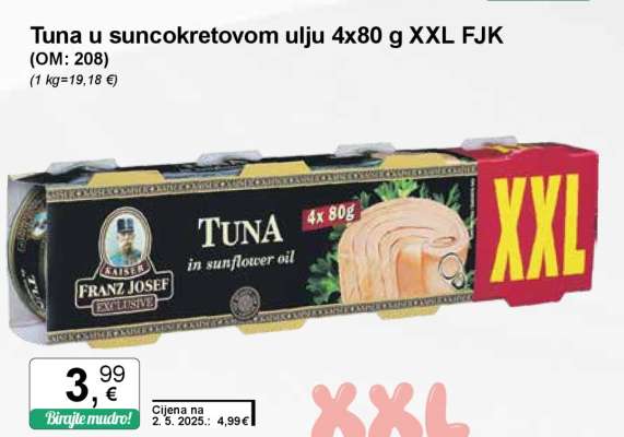 Tuna u suncokretovom ulju 4x80 g XXL FJK