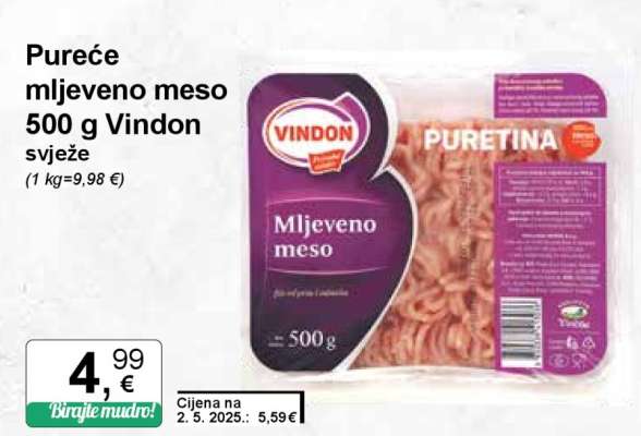 Pureće mljeveno meso 500 g Vindon svježe
