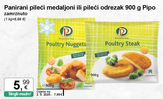 Panirani pileći medaljoni ili pileći odrezak 900 g Pipo