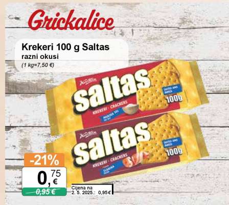 Krekeri 100 g Saltas
