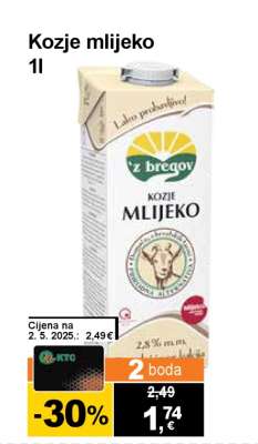 Kozje mlijeko 1l