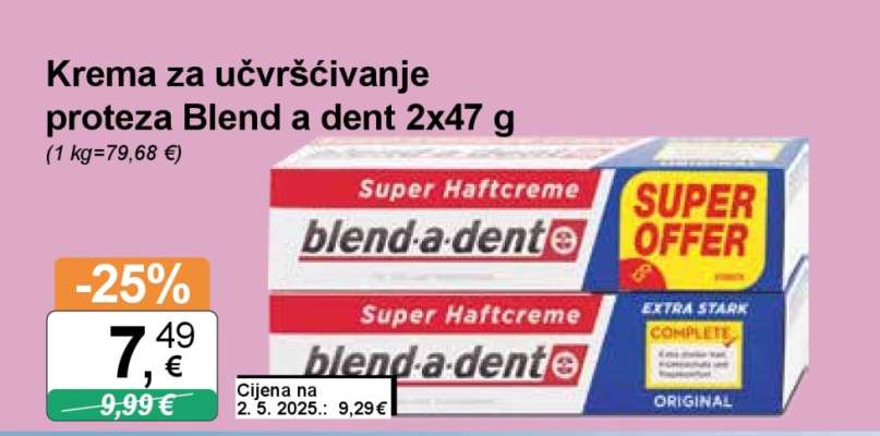 Krema za učvršćivanje proteza Blend a dent 2x47 g