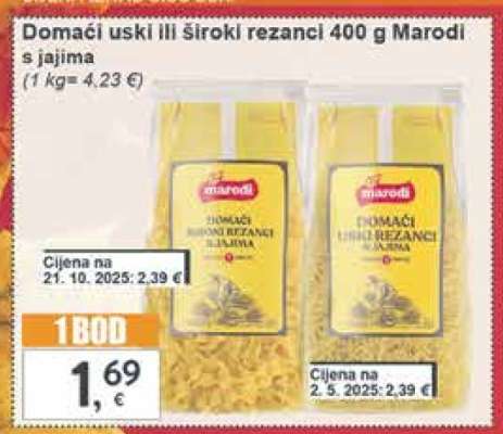 Domaći uski ili široki rezanci 400 g Marodi s jajima