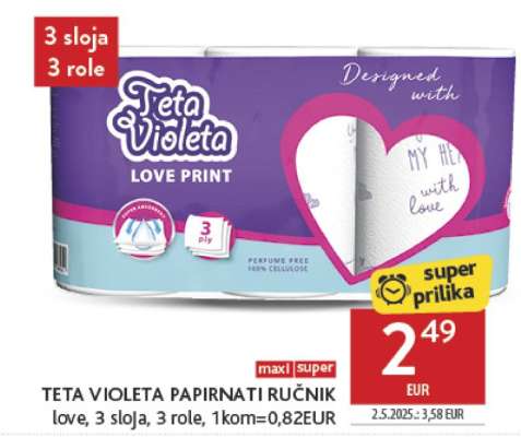 TETA VIOLETA PAPIRNATI RUČNIK