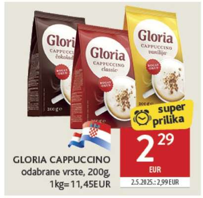 GLORIA CAPPUCCINO odabrane vrste, 200g