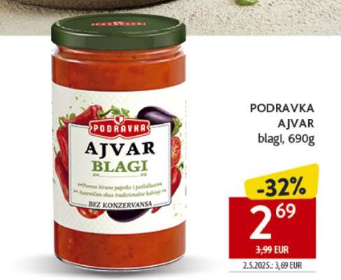PODRAVKA AJVAR blagi, 690g