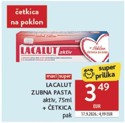 LACALUT ZUBNA PASTA aktiv, 75ml + ČETKICA pak
