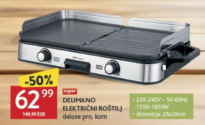 DELIMANO ELEKTRIČNI ROŠTILJ deluxe pro, kom