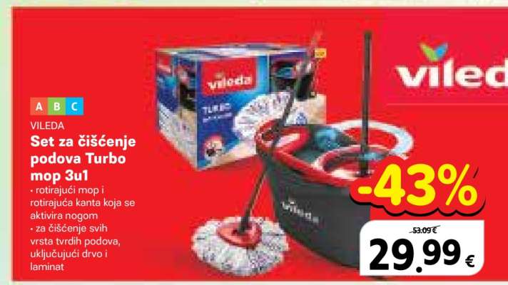 Set za čišćenje podova Turbo mop 3u1
