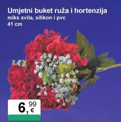 Umjetni buket ruža i hortenzija