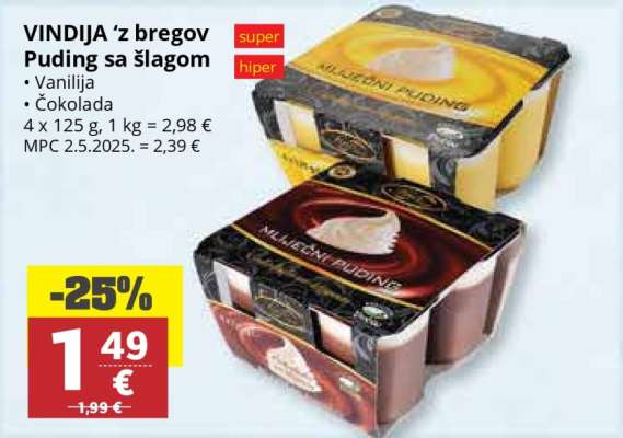 VINDIJA 'z bregov Puding sa šlagom